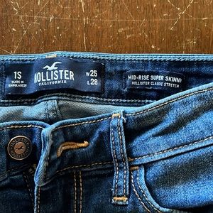 Hollister dark wash jeans mid rise super skinny 25 waist 18 length